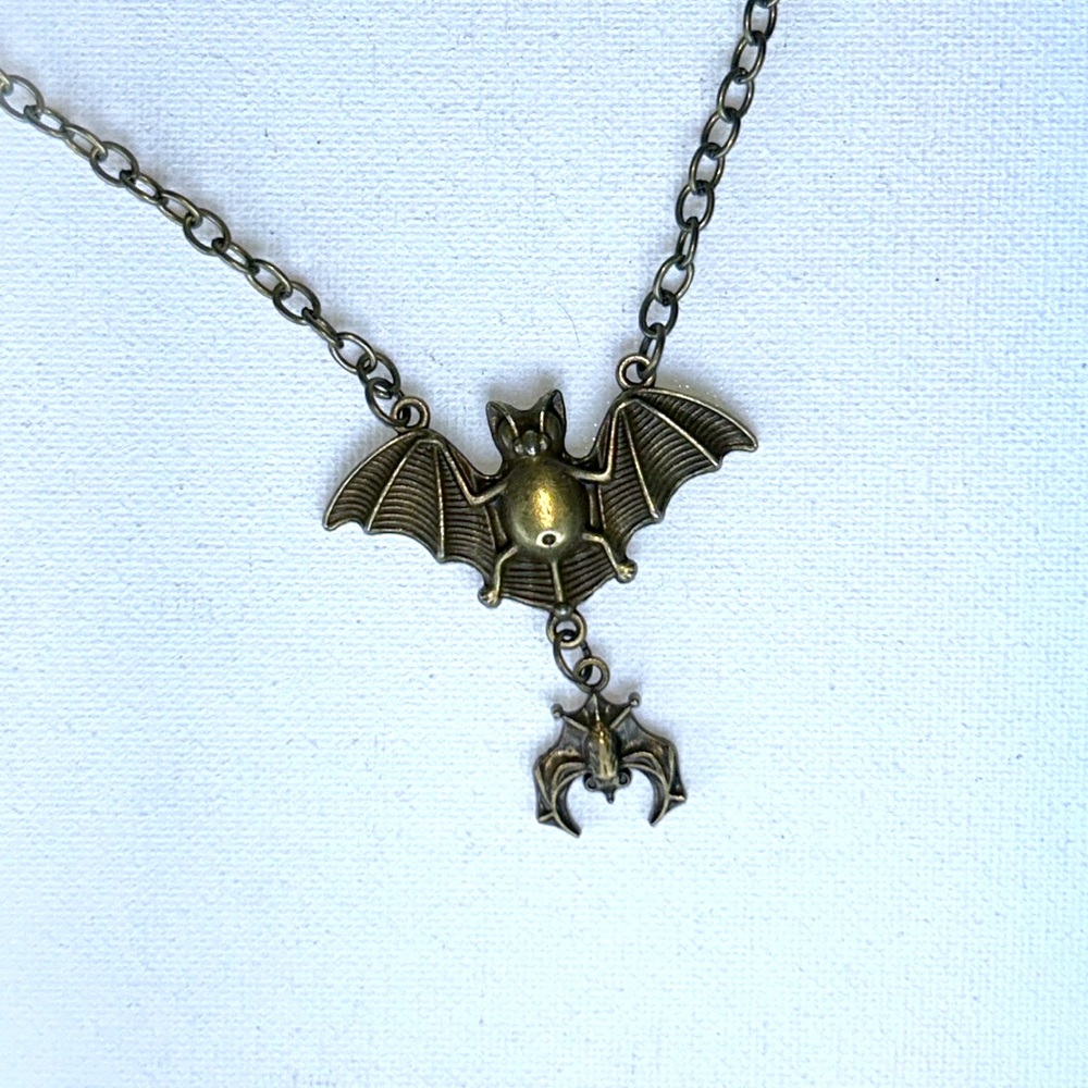 Handmade Adult Halloween Day of Dead Goth Festival Wicca Bat Mom Baby Necklace